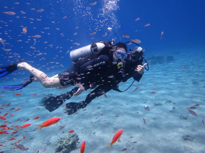 Diving with the reef's fish, a rich, colorful experience! 