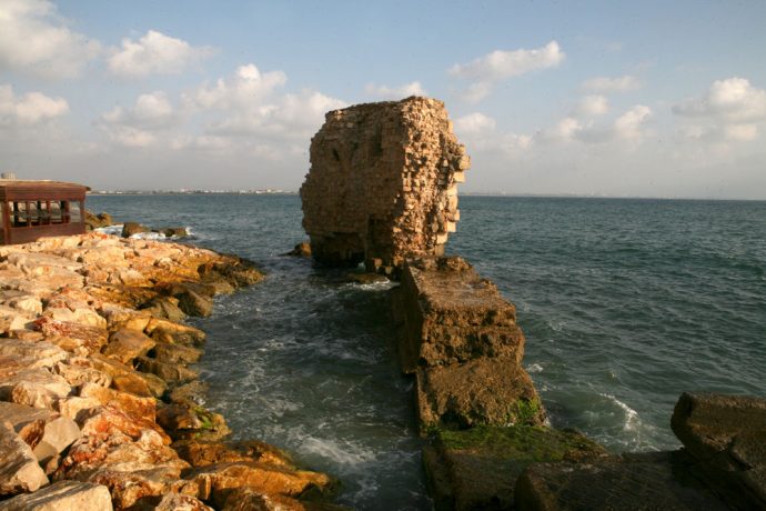 View of Akko's Old Port, Mediterranean Sea, Northern Israel.