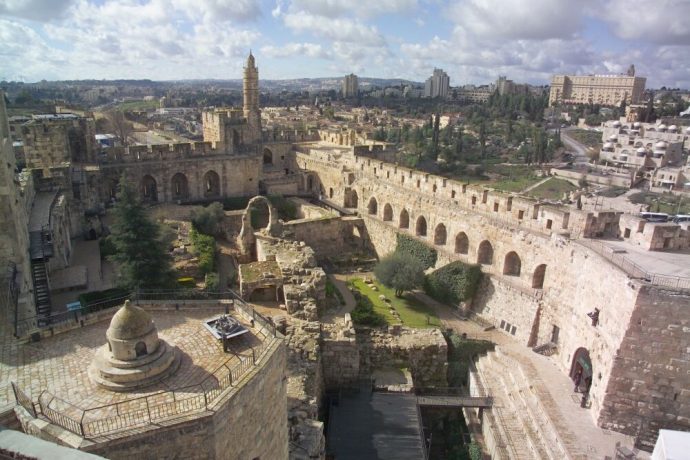 Overview of the Tower of David, Jerusalem from above. 