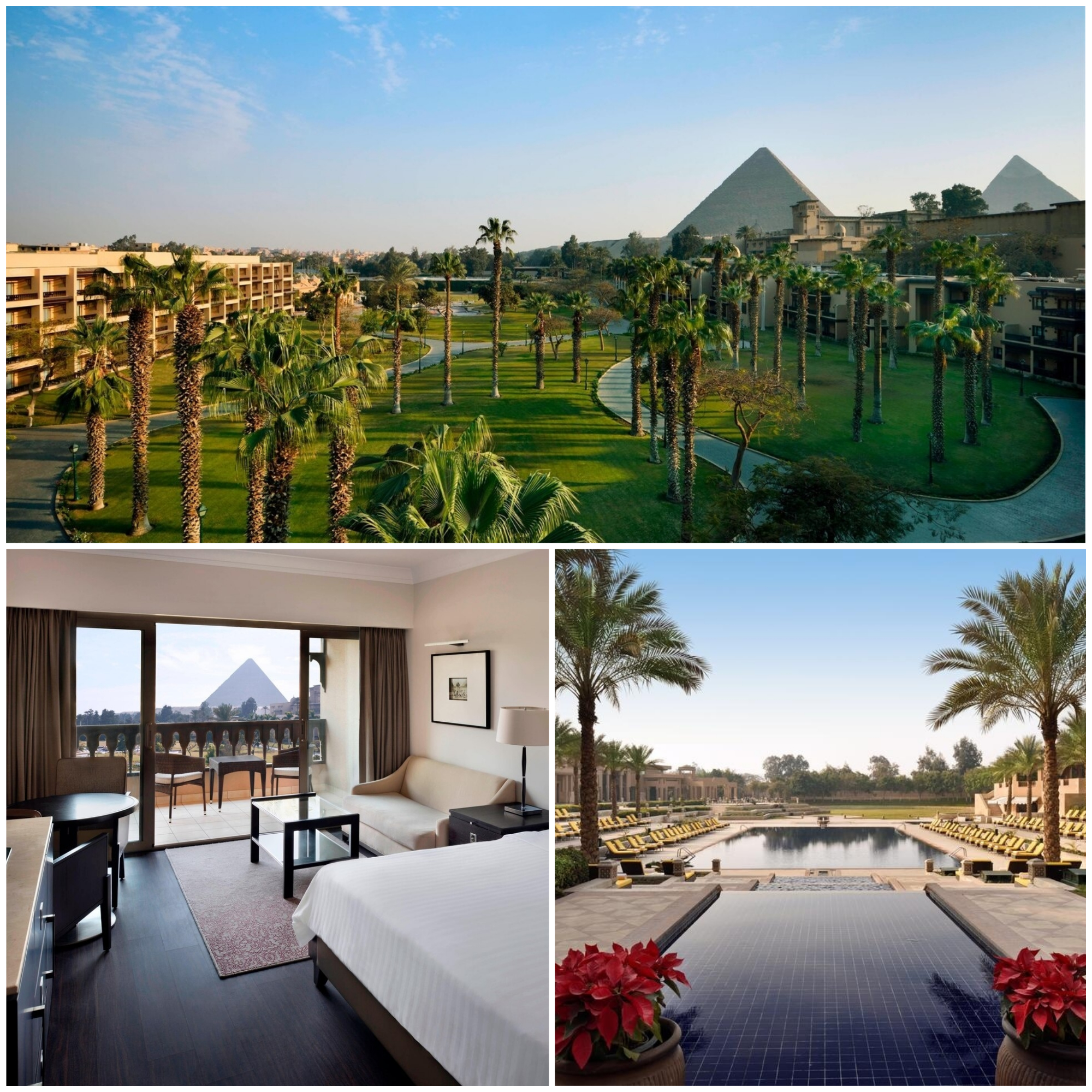 Marriott Mena House Hotel in Egypt offers a dreamlike view of the pyramids and the most luxurius amenities.